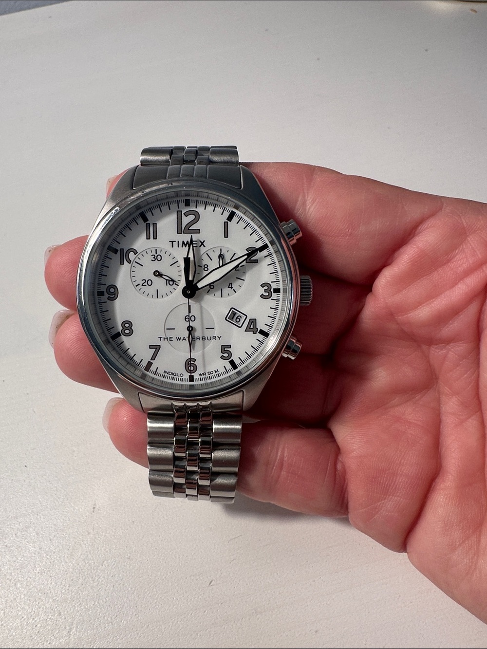 Men’s Timex Silver Watch with White Dial No Links, No Box